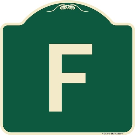 Signmission Designer Series Sign W/ Letter F, Green & Tan Heavy-Gauge Aluminum Sign, 18" x 18", G-1818-22954 A-DES-G-1818-22954